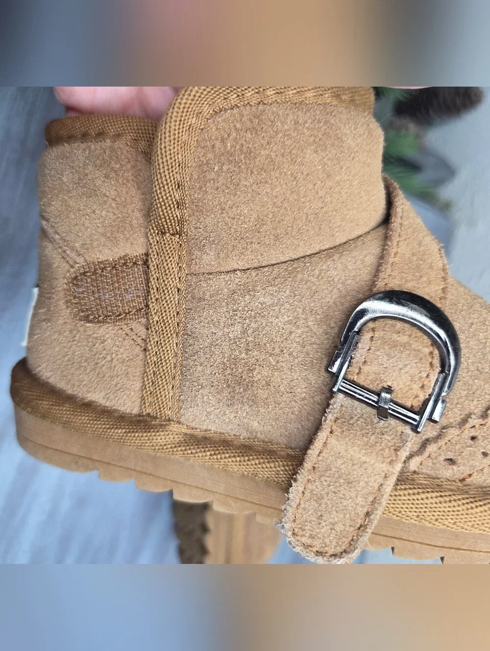 Babyfeet Tan Suede Winter Boots with Fleece Lining Toddler Size 6